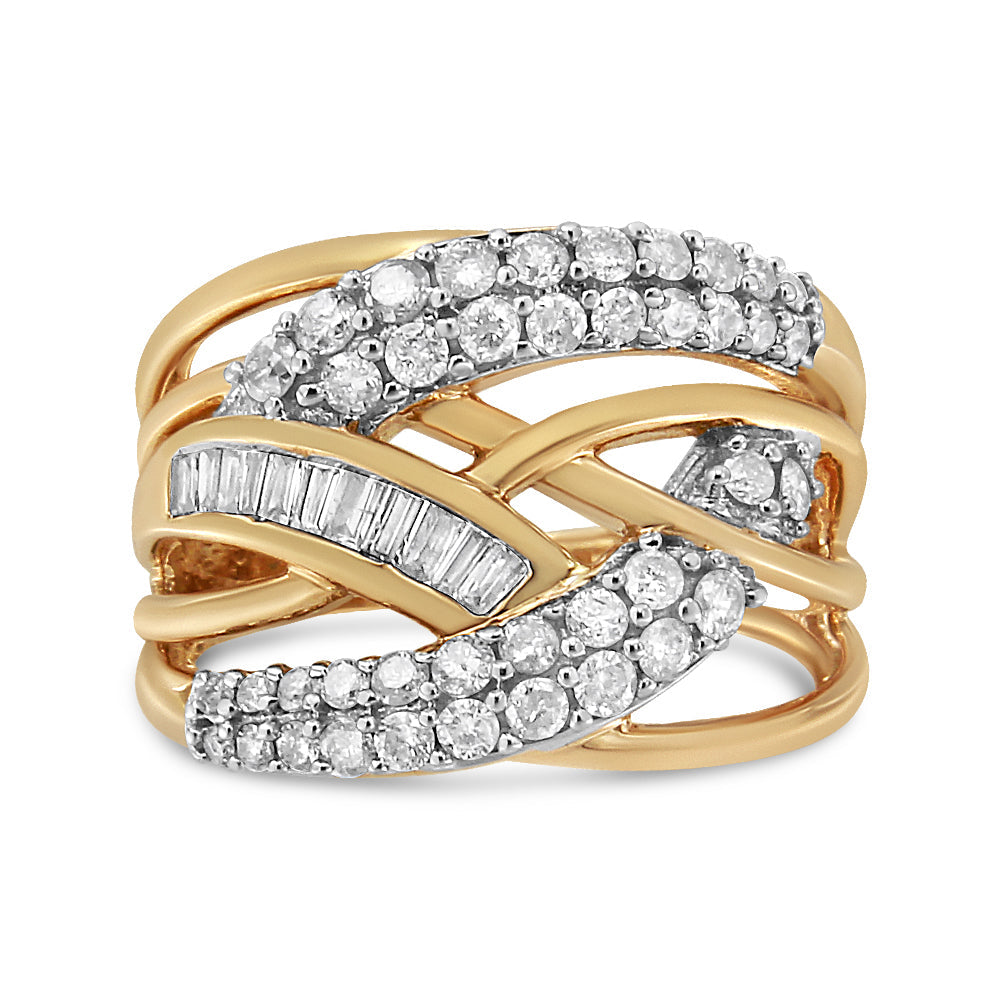 1.0 Cttw Diamond Cocktail Ring in 10K Yellow and White Gold