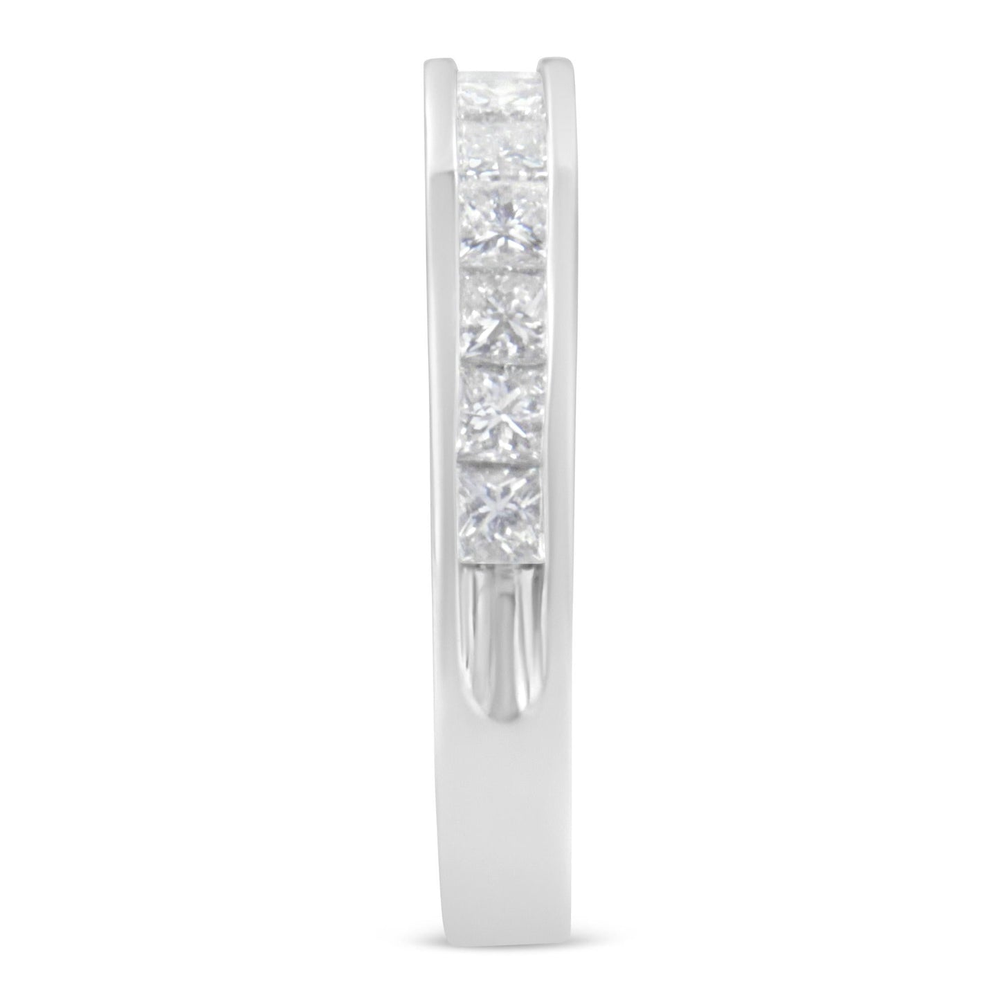 18K White Gold Princess Cut Diamond Band Ring (1 Cttw, G-H Color, SI1-SI2)