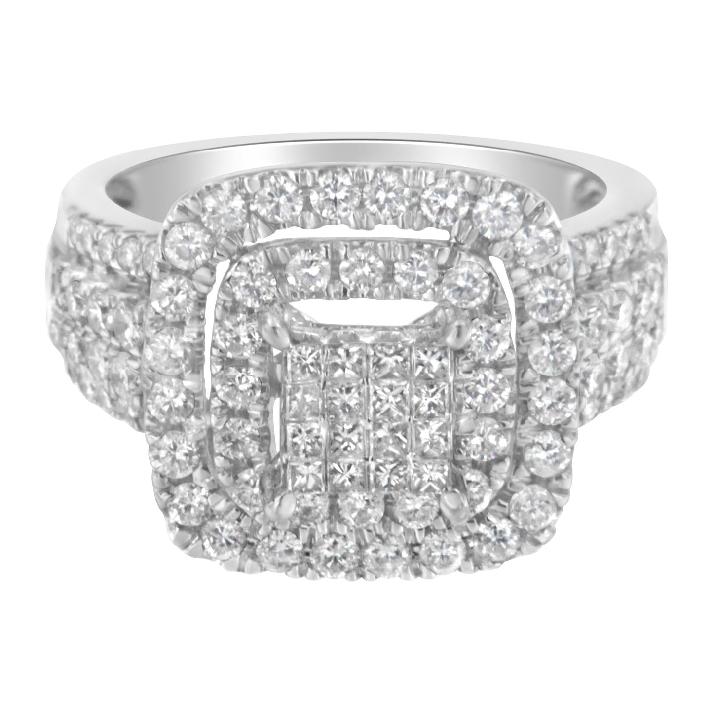 14KT White Gold Diamond Cocktail Ring (1 1/2 Cttw, H-I Color, SI2-I1 Clarity)