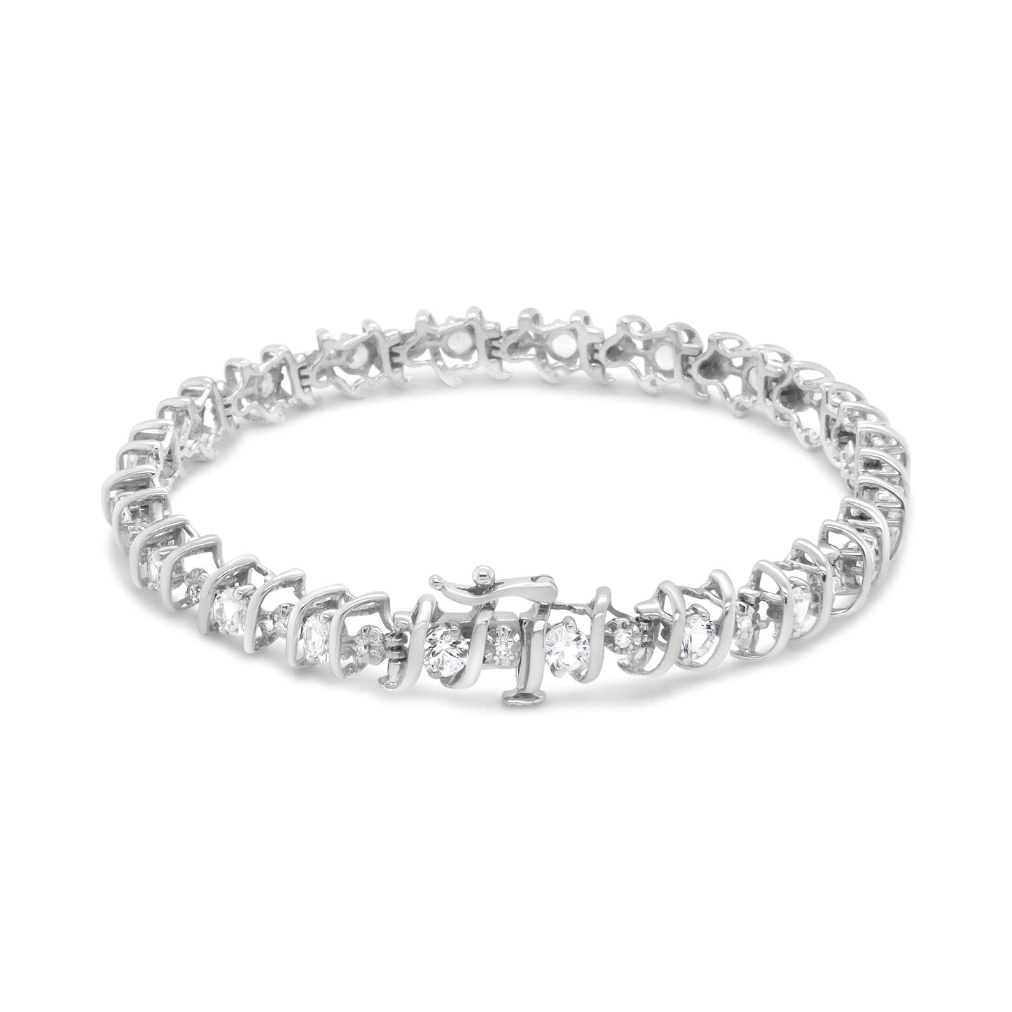 Sterling Silver Lab-Grown Birthstone and Diamond Tennis Bracelet