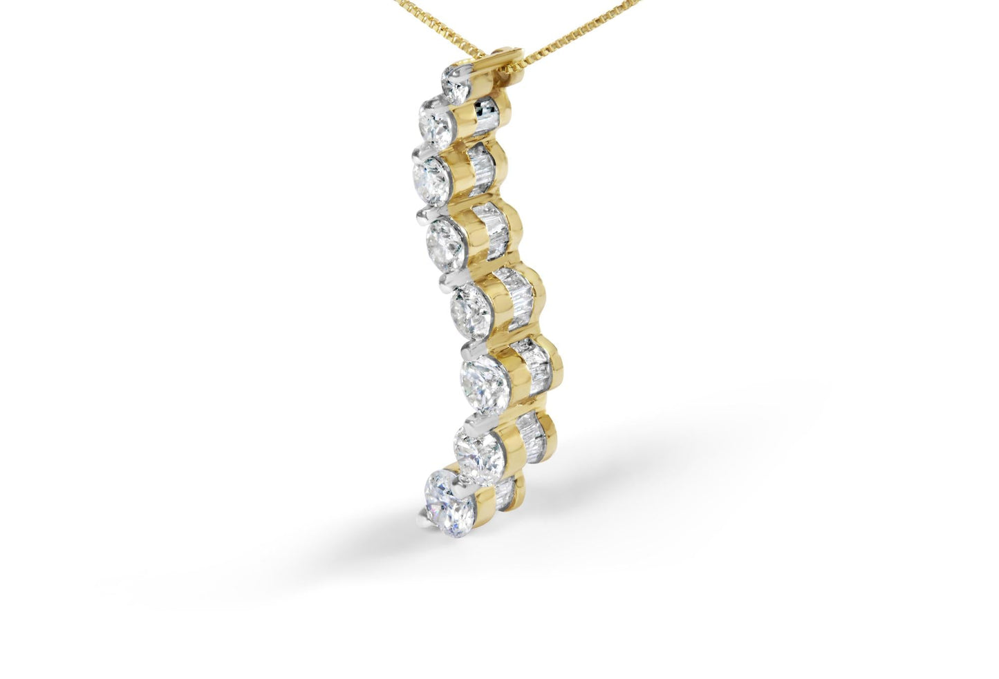 AGS Certified 14K Yellow Gold 3.0 Cttw Diamond Journey Pendant Necklace (F-G Color)