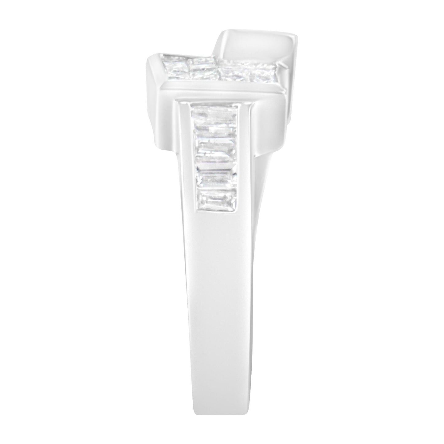14K White Gold Princess and Baguette-Cut Diamond Ring (1 1/3 Cttw)