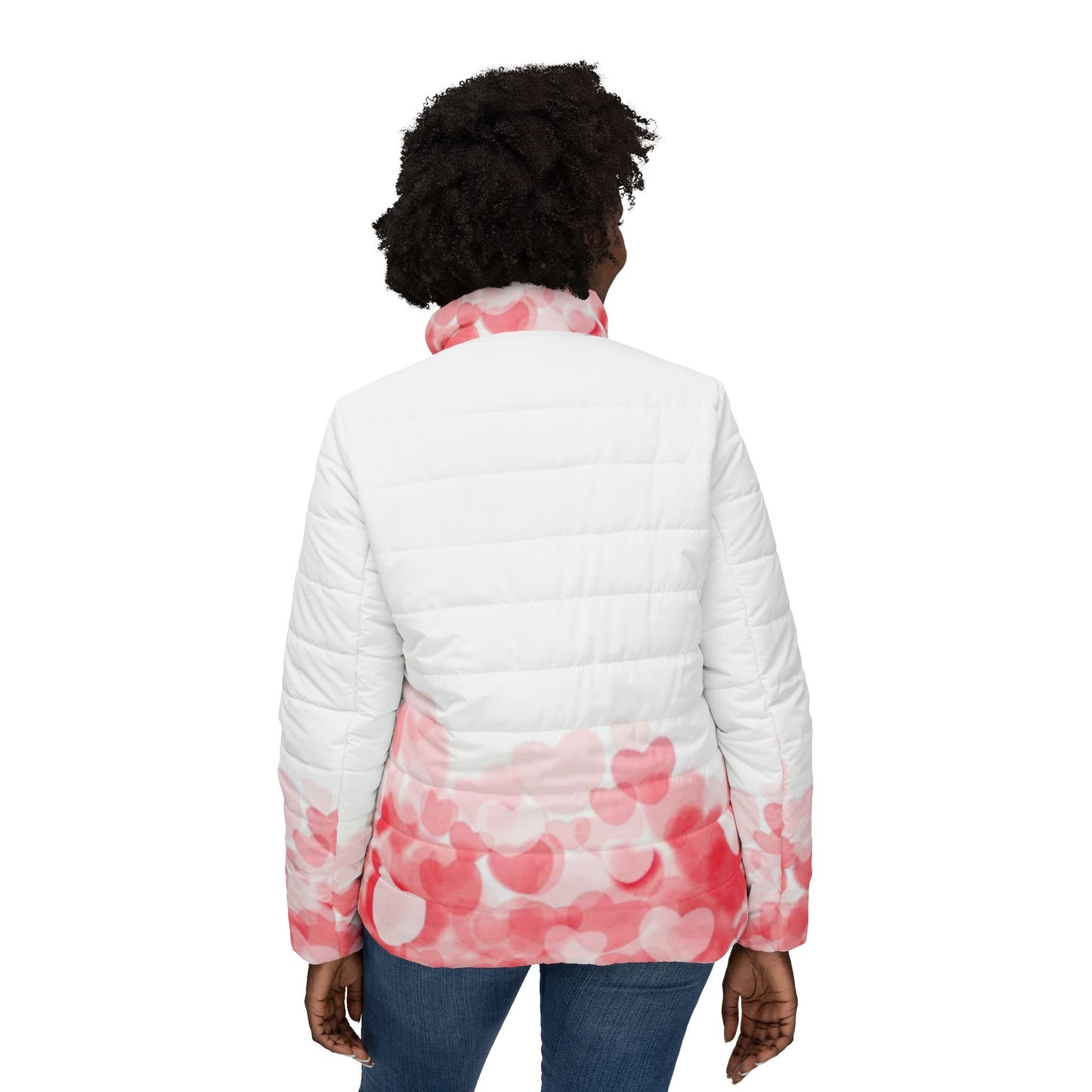 Valentine's Day Women's Puffer Jacket with Heart Design