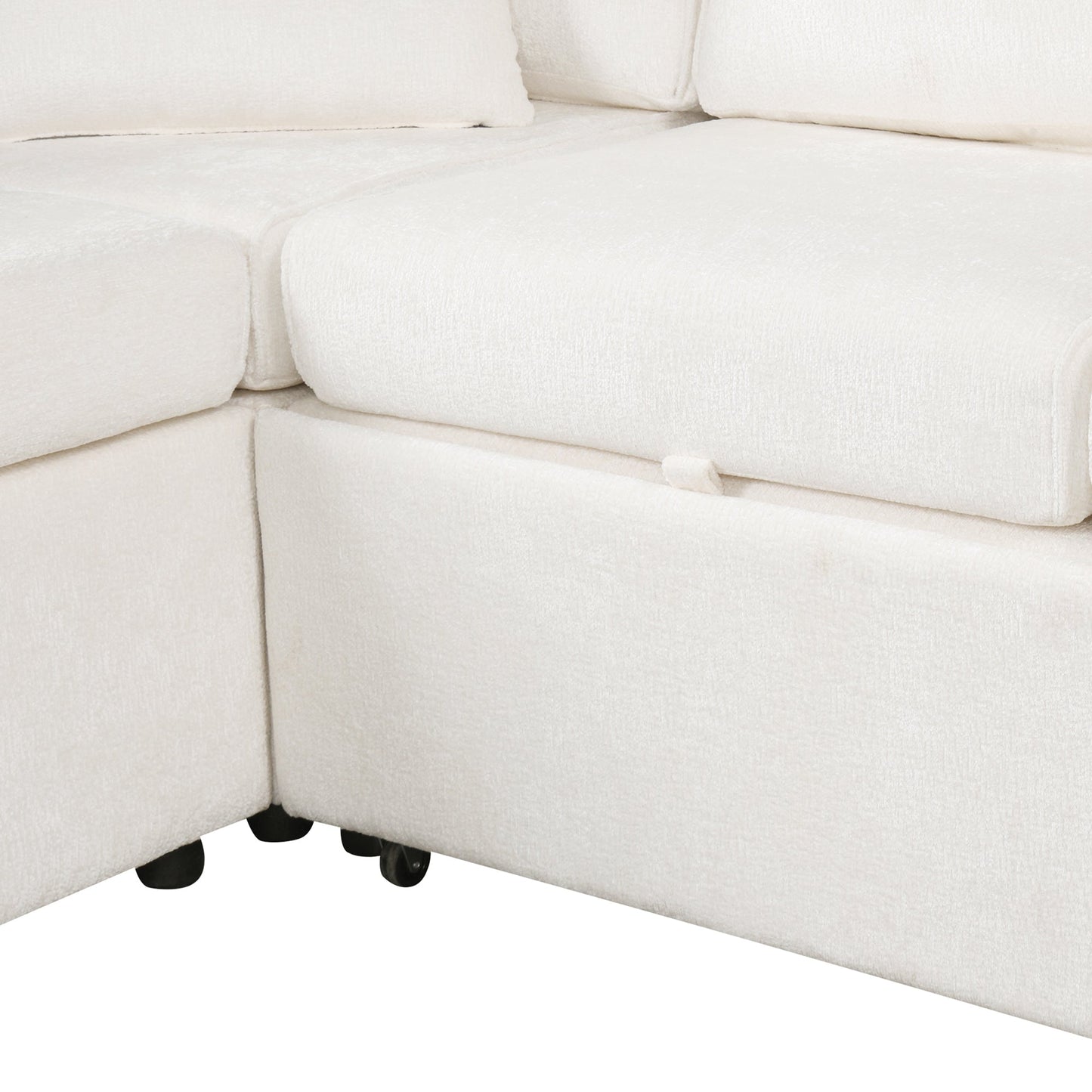 Sectional Sofa Bed with Storage Ottoman and Pillows