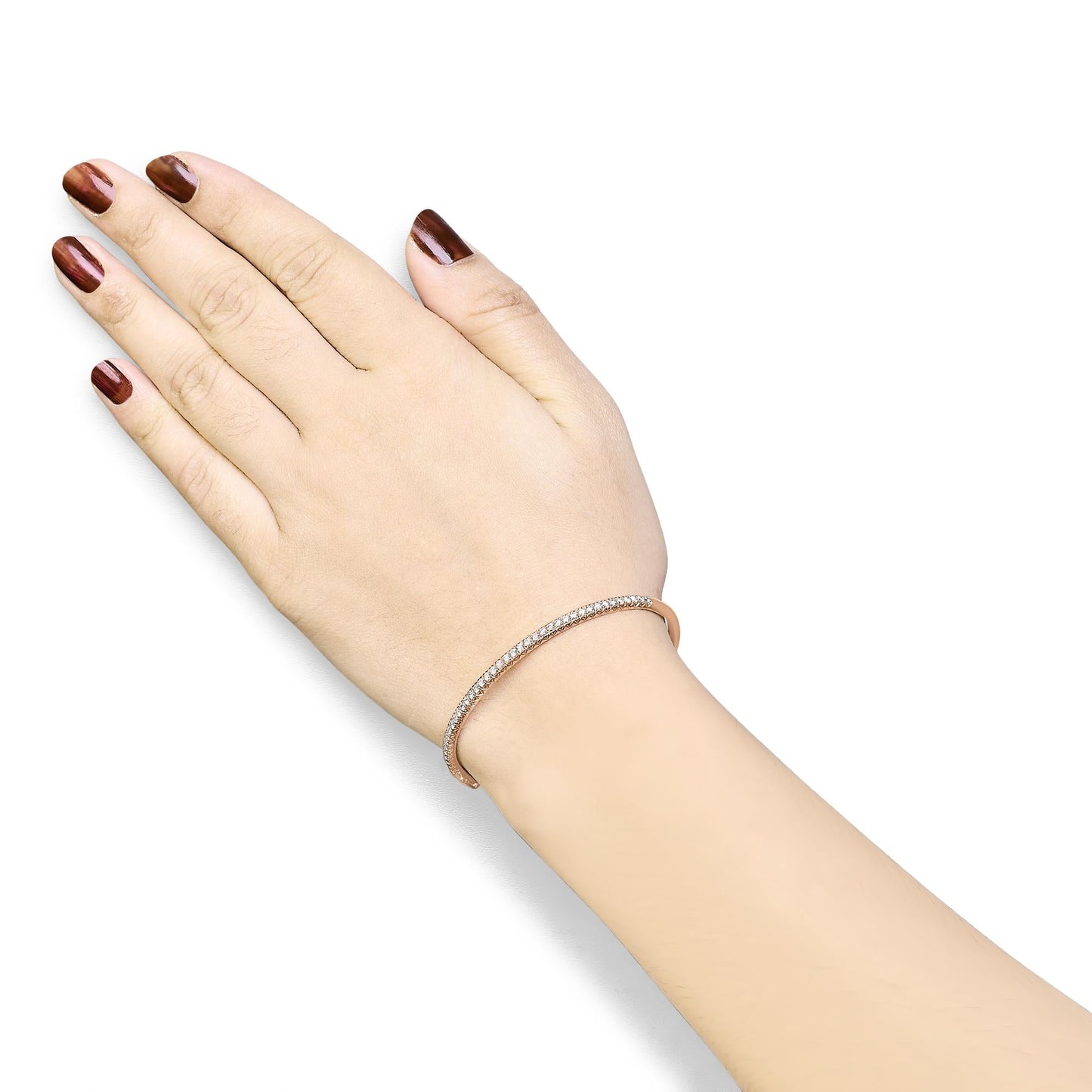 14K Gold Diamond Bangle Bracelet (G-H Color, SI2-I1 Clarity) - 7 Inches