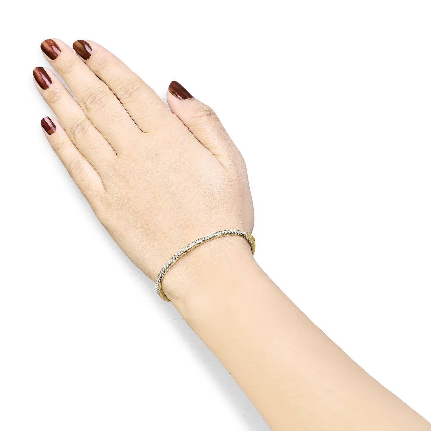 14K Gold Diamond Bangle Bracelet (G-H Color, SI2-I1 Clarity) - 7 Inches