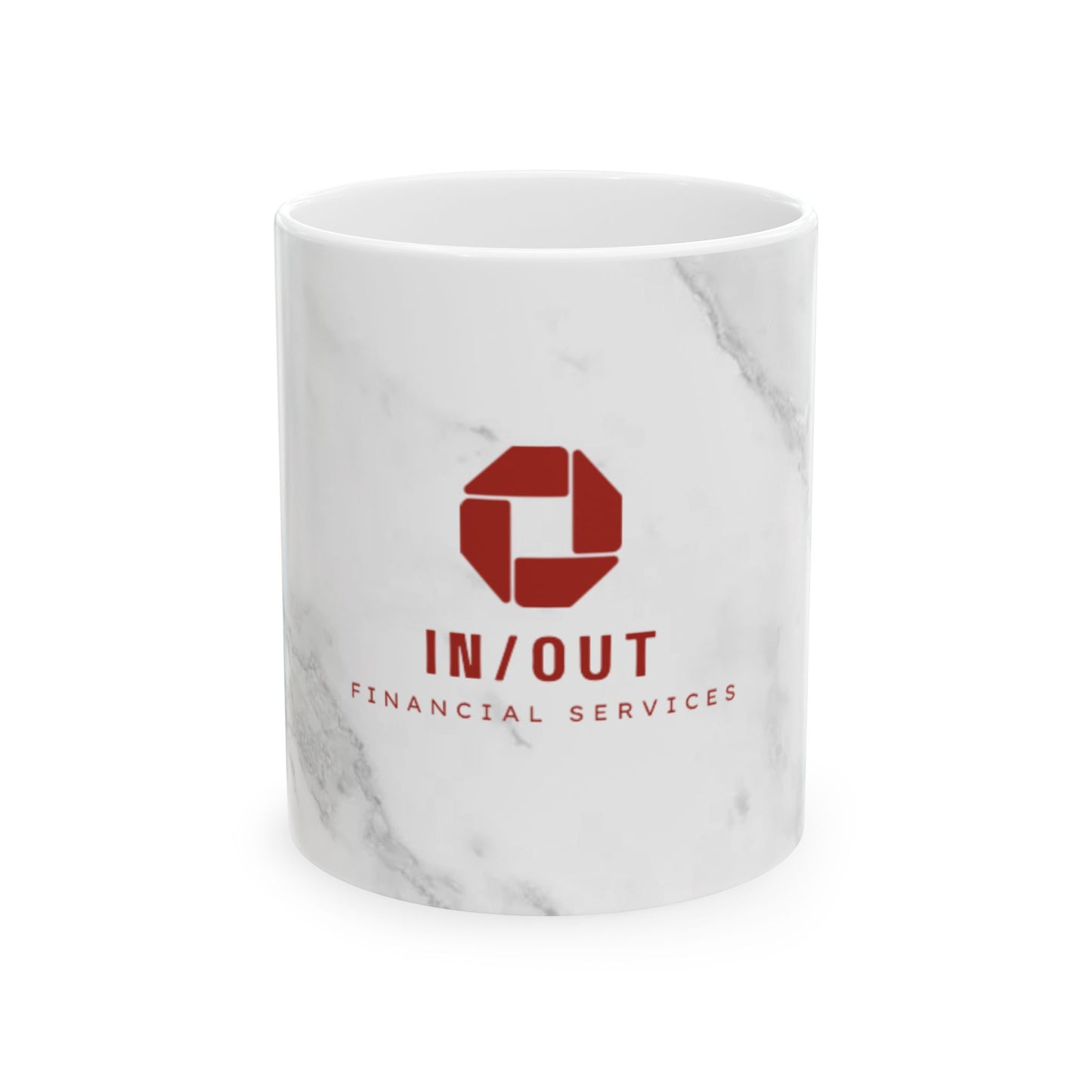 Modern Ceramic Mug - IN/OUT Financial Services - Stylish Corporate Gift