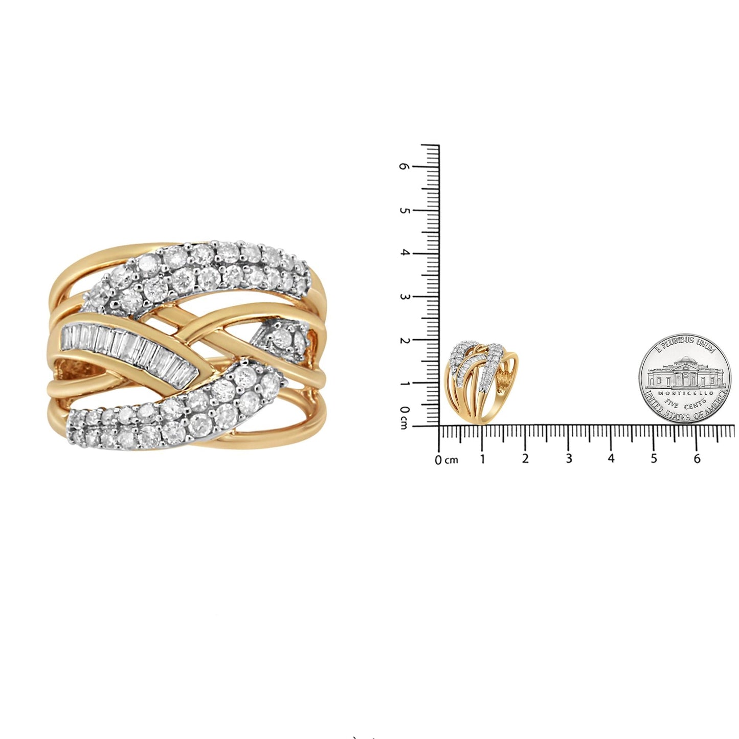 1.0 Cttw Diamond Cocktail Ring in 10K Yellow and White Gold