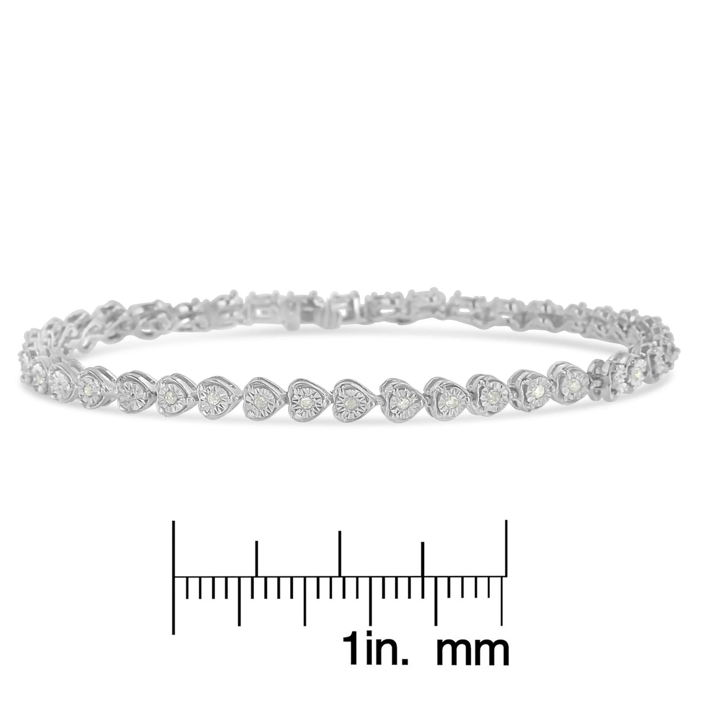 Diamond Heart Tennis Link Bracelet in Sterling Silver (1/4 Cttw, I-J Color, I3 Clarity)