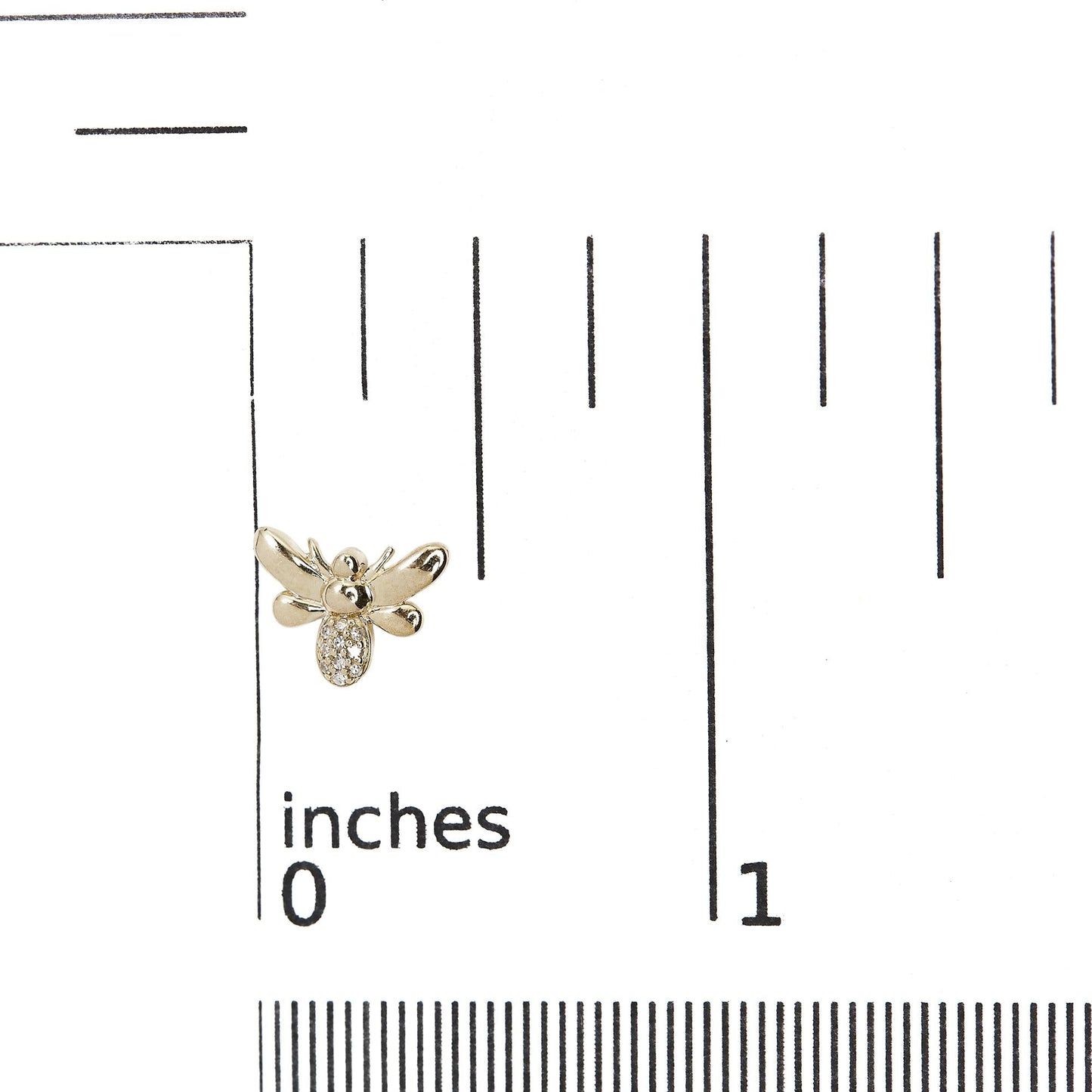10K Yellow Gold Diamond Bumble Bee Stud Earring (H-I Color, I1-I2 Clarity)