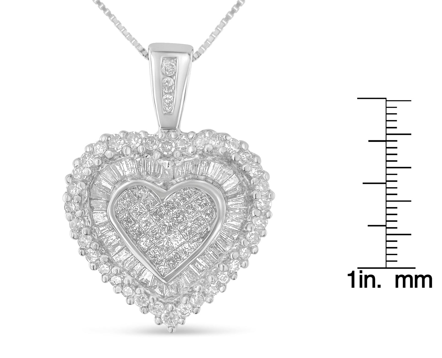 10K White Gold Diamond Heart Pendant Necklace