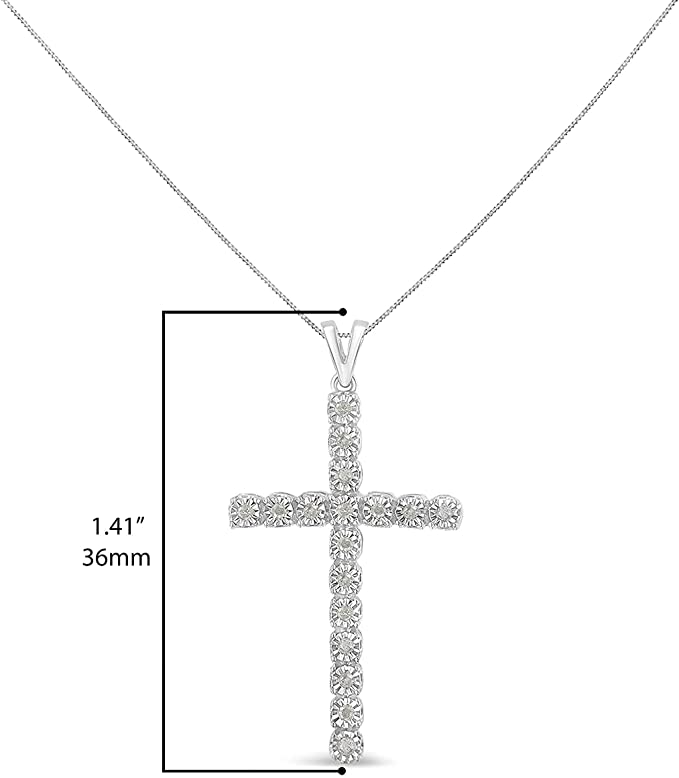 Sterling Silver Diamond Cross Pendant Necklace