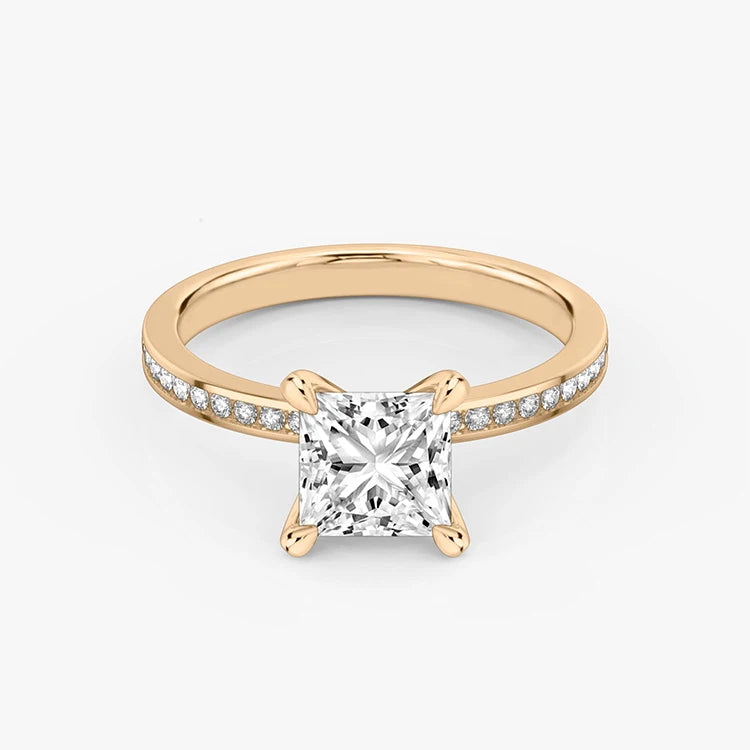 14K Rose Gold VS D 1.5CT Princess Cut Lab Grown Diamond Ladies Wedding Ring
