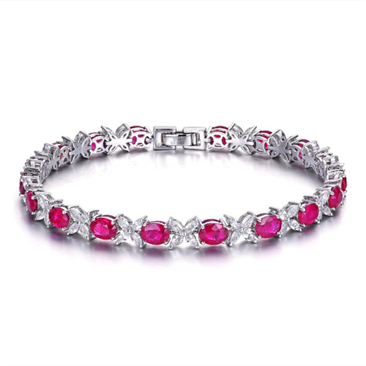 7.5ct Ruby Genuine Gemstone Bracelet 18k Gold Jewelry