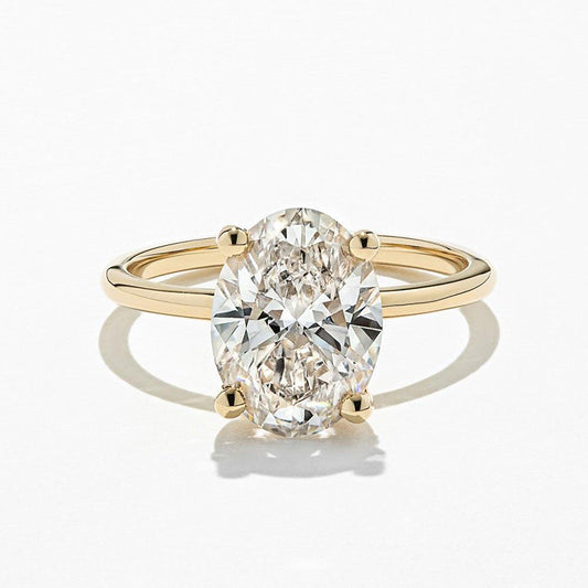 18K Gold 3.00 Carat Lab Diamond Oval Halo Ring