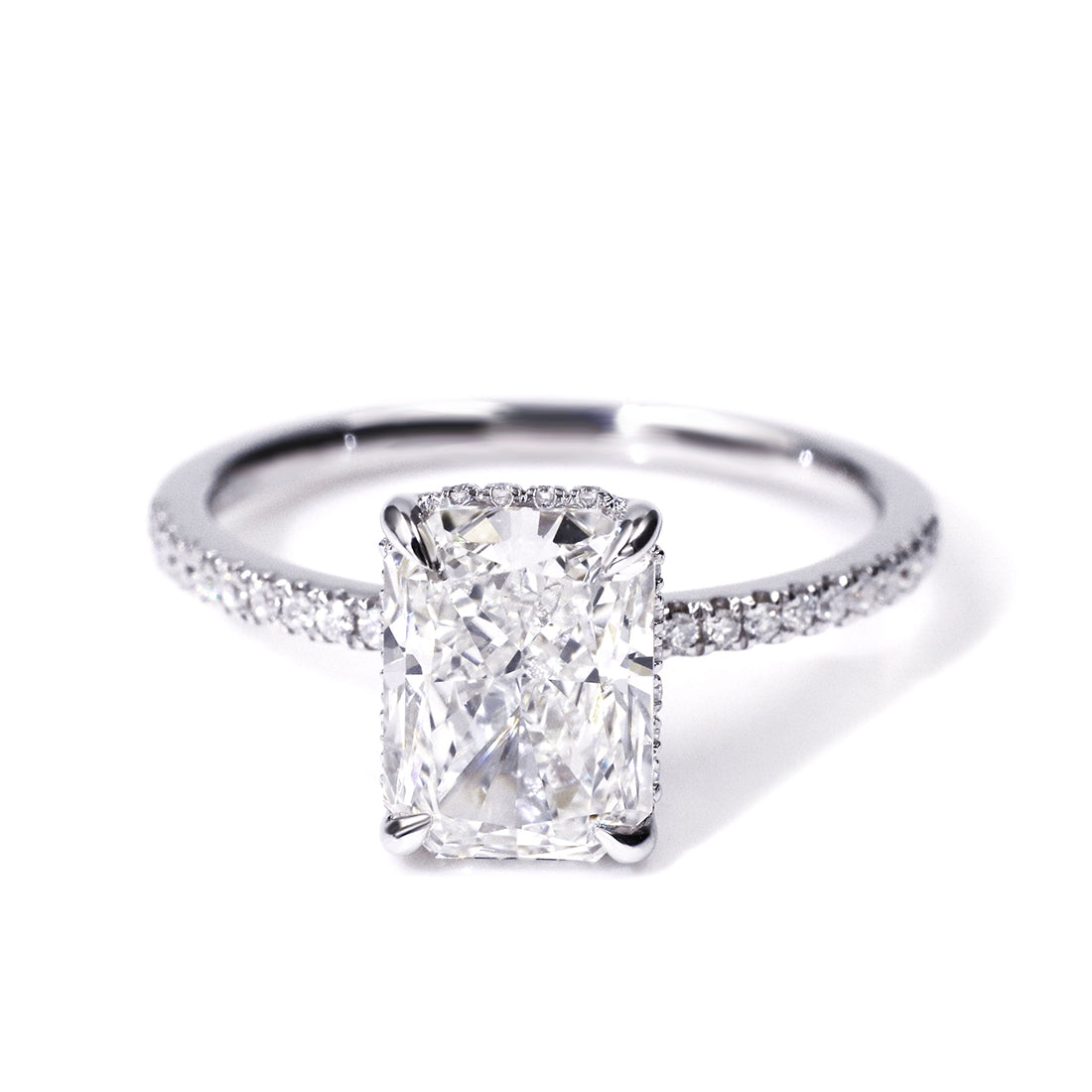 14K Real White Gold IGI Certified Radiant Cut CVD Lab Diamond Engagement Ring