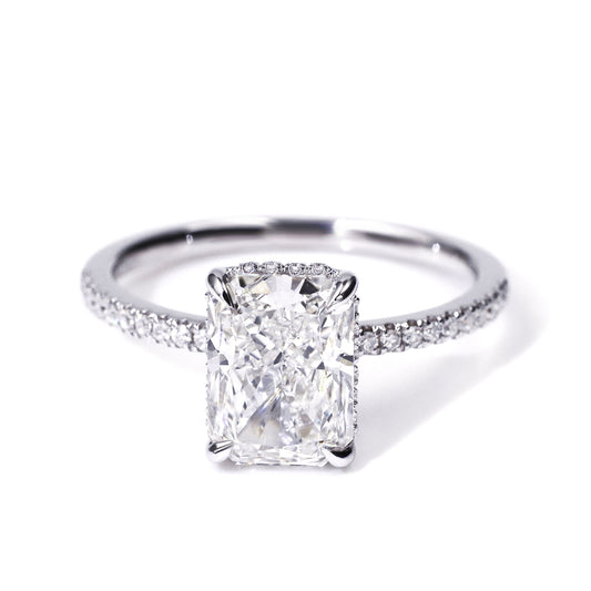14K Real White Gold IGI Certified Radiant Cut CVD Lab Diamond Engagement Ring