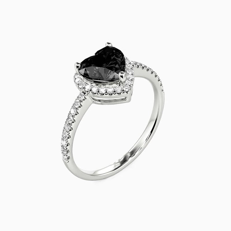 14K White Gold 1CT Black Moissanite Diamond Ring