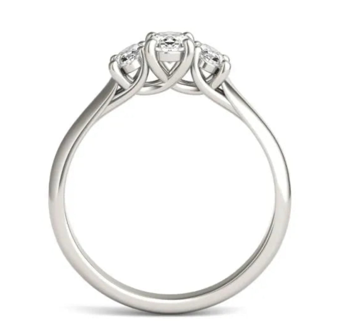 1 CTW Oval Lab Grown Diamond Three Stone Engagement Ring 14K White Gold (G-Vs)