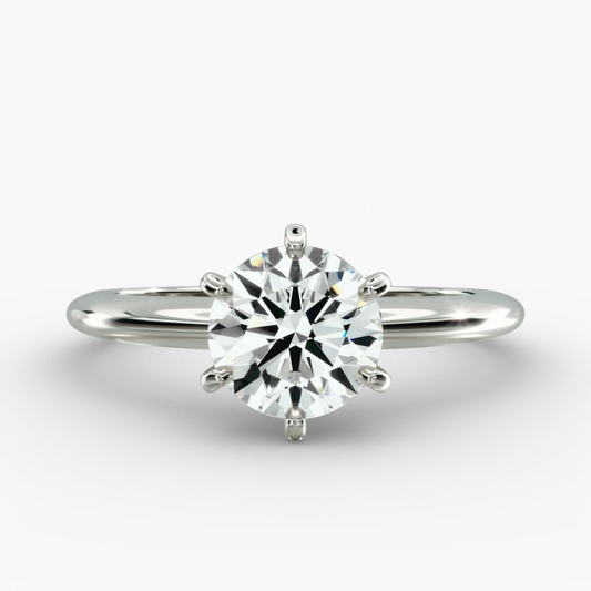 14K White Gold Solitaire Engagement Ring with 3.00 CTW AGI Certified Lab Grown Diamond