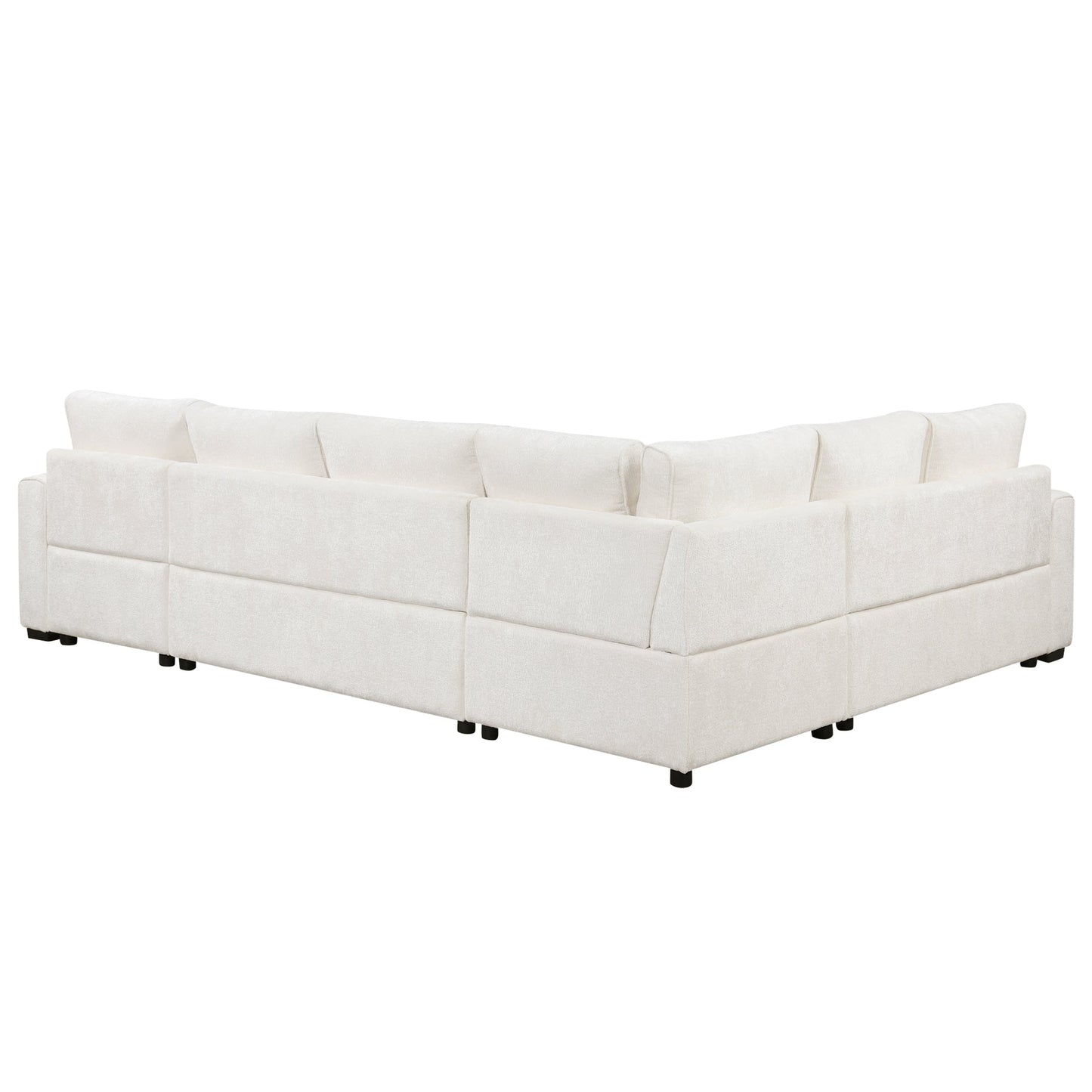 Sectional Sofa Bed with Storage Ottoman and Pillows